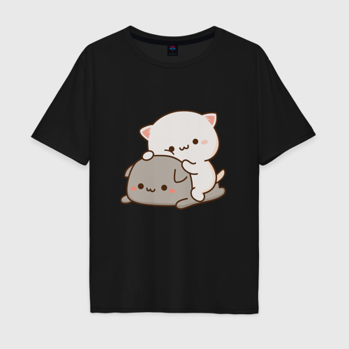 Мужская футболка хлопок Oversize с принтом Милые котики, вид спереди #2