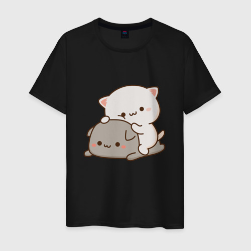 Мужская футболка хлопок с принтом Милые котики, вид спереди #2