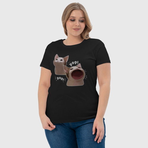 Женская футболка хлопок с принтом Cat Pop - Мем, фото #4