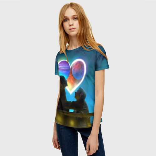 Женская футболка 3D с принтом Ваня Дмитриенко Венера-Юпитер, фото на моделе #1