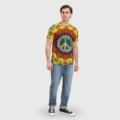 Мужская 3D футболка с принтом Хиппи, вид сбоку #3