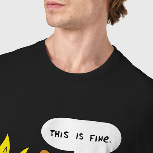 Мужская футболка хлопок с принтом This is Fine, фото #4