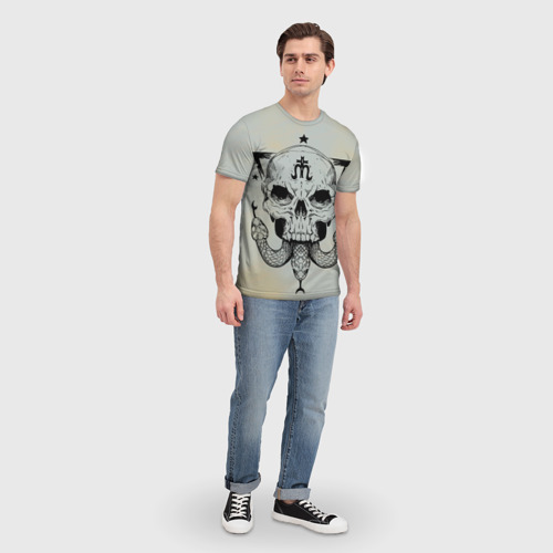 Мужская футболка 3D с принтом Череп, вид сбоку #3