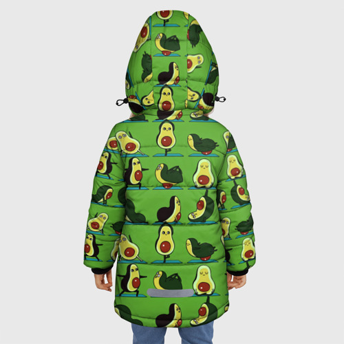 Зимняя куртка для девочек 3D с принтом Авокадо Зарядка, вид сзади #2