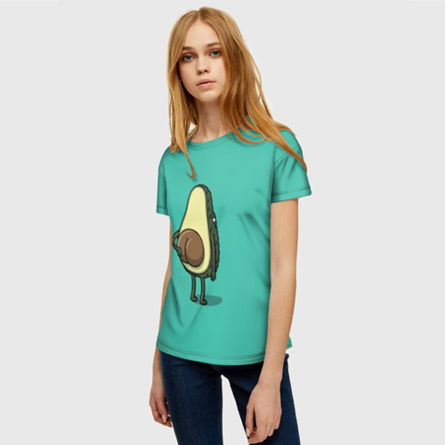Женская 3D футболка с принтом Авокадо, фото на моделе #1