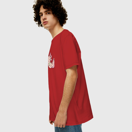 Мужская футболка хлопок Oversize с принтом Аксолотль, вид сбоку #3