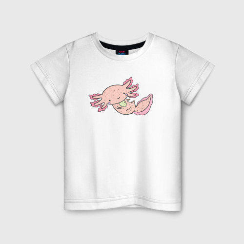 Детская футболка хлопок с принтом Аксолотль, вид спереди #2