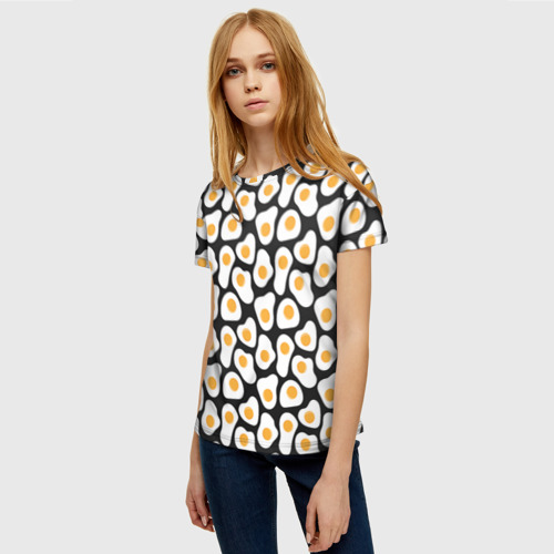 Женская футболка 3D с принтом Яичница, фото на моделе #1