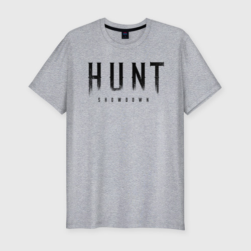 Мужская футболка хлопок Slim с принтом Hunt: showdown черный, вид спереди #2