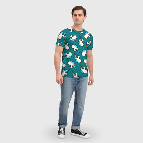 Мужская футболка 3D с принтом Крутые Единороги, вид сбоку #3
