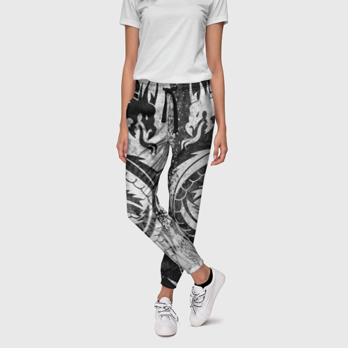 Женские брюки 3D с принтом ДРАКОНЫ | DRAGONS, фото на моделе #1
