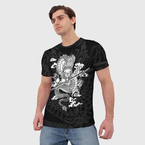Мужская футболка 3D с принтом Дракон dragon, фото на моделе #1