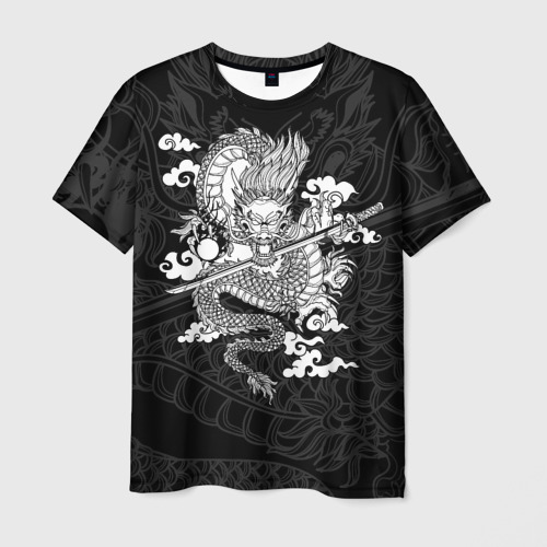 Мужская футболка 3D с принтом Дракон dragon, вид спереди #2