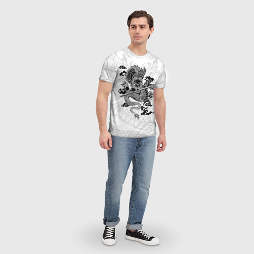 Мужская 3D футболка с принтом ДРАКОН | DRAGON, вид сбоку #3