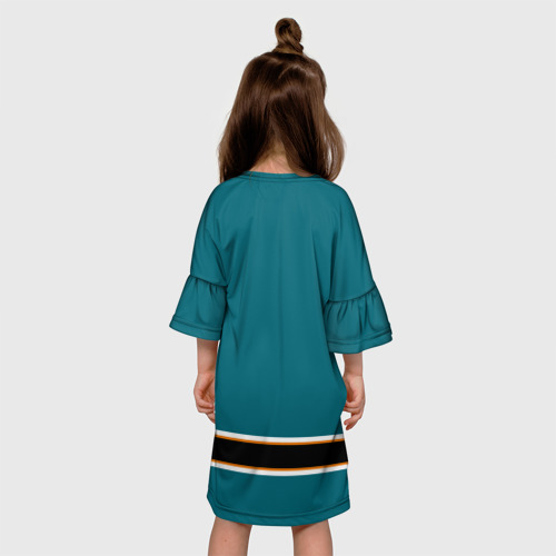 Детское платье 3D с принтом Сан-Хосе Шаркс (Форма1), вид сзади #2