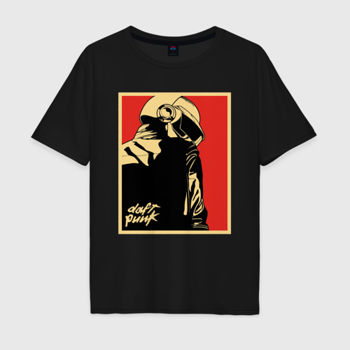 Мужская футболка хлопок Oversize с принтом Daft Punk, вид спереди #2