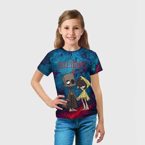 Детская футболка 3D с принтом Little Nightmares 2, вид сбоку #3