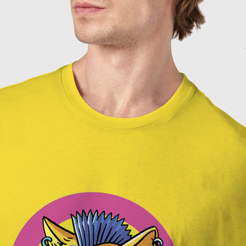 Мужская футболка хлопок с принтом Кот Панк, фото #4