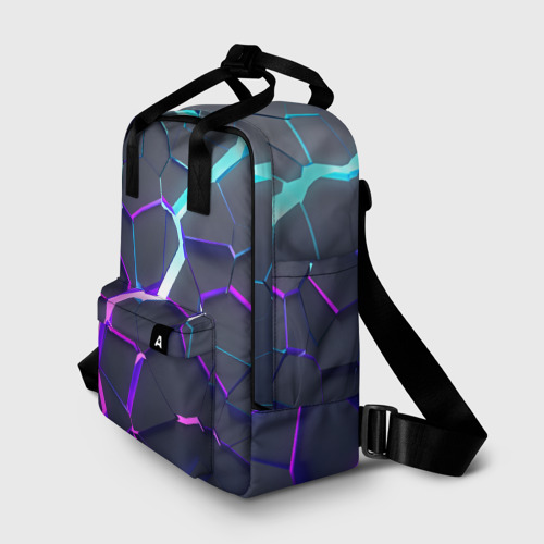 Женский рюкзак 3D с принтом НЕОНОВЫЙ РАЗЛОМ | 3Д РАЗЛОМ, фото на моделе #1