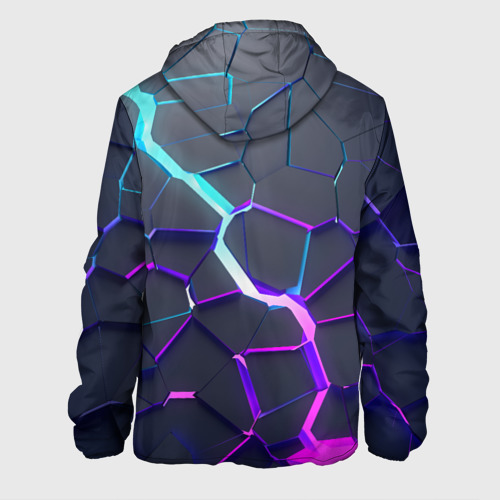 Мужская куртка 3D с принтом НЕОНОВЫЙ РАЗЛОМ | 3Д РАЗЛОМ, вид сзади #1