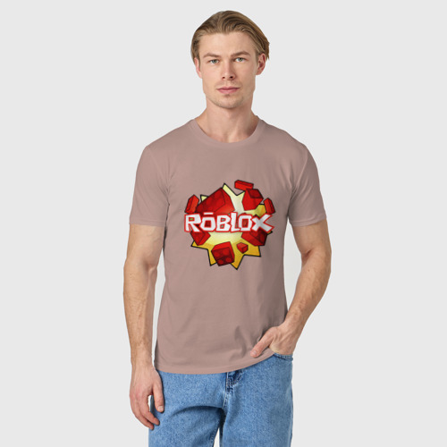 Мужская футболка хлопок с принтом ROBLOX LOGO, фото на моделе #1