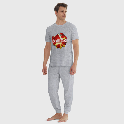 Мужская пижама хлопок с принтом ROBLOX LOGO, вид сбоку #3