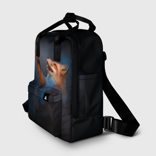 Женский рюкзак 3D с принтом Лиса и огонек, фото на моделе #1