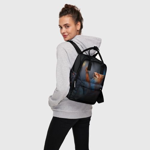 Женский рюкзак 3D с принтом Лиса и огонек, вид сбоку #3
