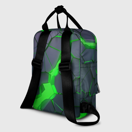 Женский рюкзак 3D с принтом ЗЕЛЕНЫЙ РАЗЛОМ | 3Д РАЗЛОМ, вид сзади #1
