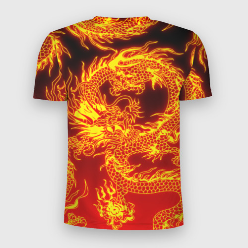 Мужская футболка 3D Slim с принтом Дракон, вид сзади #1