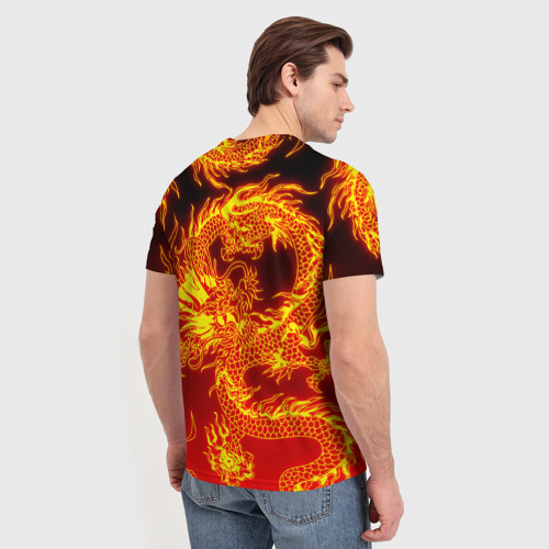 Мужская 3D футболка с принтом ДРАКОН, вид сзади #2