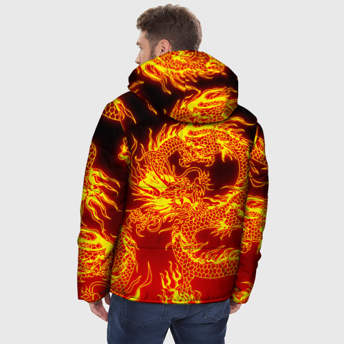 Мужская зимняя куртка 3D с принтом Дракон, вид сзади #2