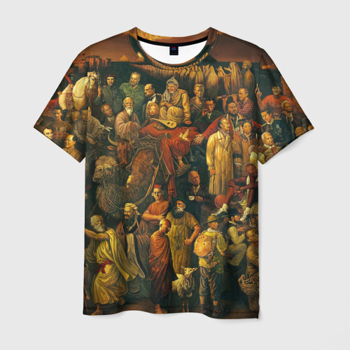Мужская футболка 3D с принтом 100 знаменитых людей картина, вид спереди #2