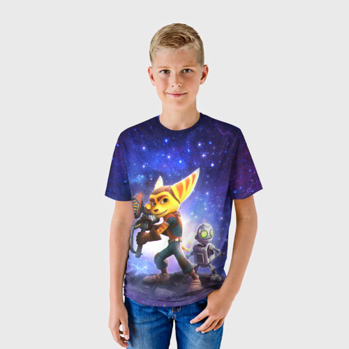 Детская 3D футболка с принтом Ratchet & Clank game, фото на моделе #1