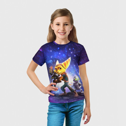Детская 3D футболка с принтом Ratchet & Clank game, вид сбоку #3
