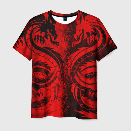 Мужская 3D футболка BLACK RED DRAGONS TATOO