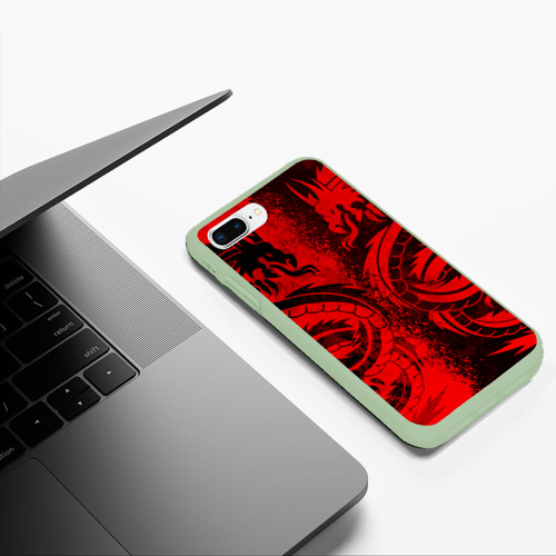 Чехол для iPhone 7Plus/8 Plus матовый с принтом BLACK RED DRAGONS TATOO, фото #5