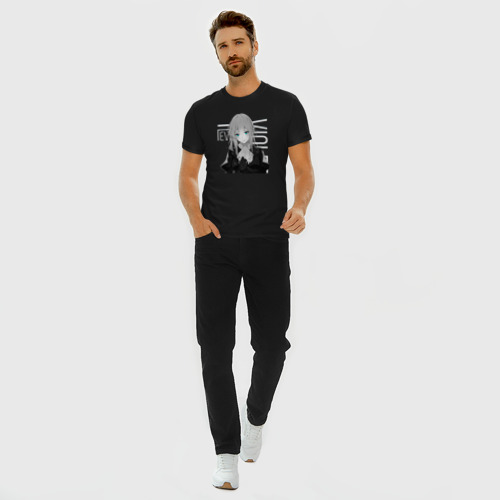 Мужская футболка премиум с принтом Черно-белая Вайолет Эвергарден, вид сбоку #3