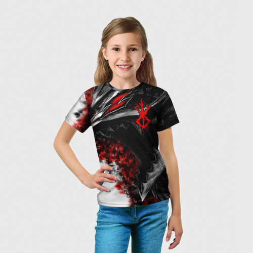 Детская футболка 3D с принтом Берсерк дракон профиль, вид сбоку #3