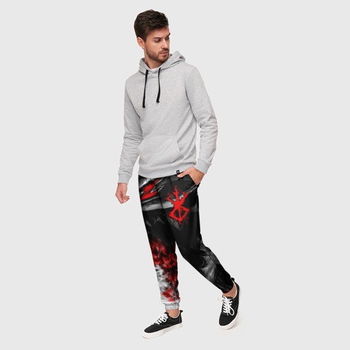 Мужские брюки 3D с принтом Берсерк дракон профиль, фото на моделе #1