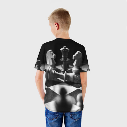 Детская 3D футболка с принтом Шахматы, вид сзади #2