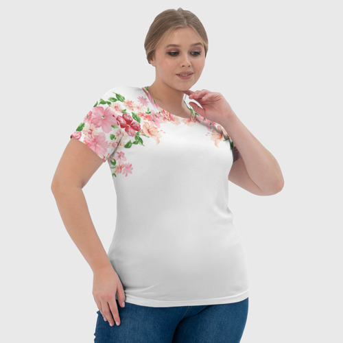 Женская футболка 3D с принтом Цветы, фото #4