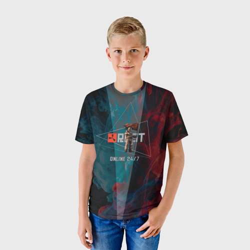 Детская футболка 3D с принтом RUST | ALWAYS ONLINE | РАСТ, фото на моделе #1