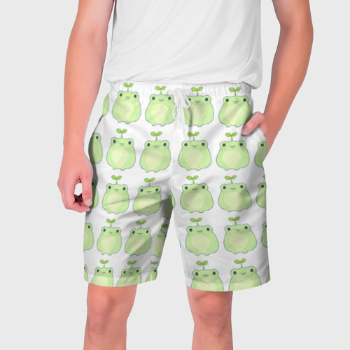 Мужские шорты 3D с принтом Лягушки-росточки, вид спереди #2