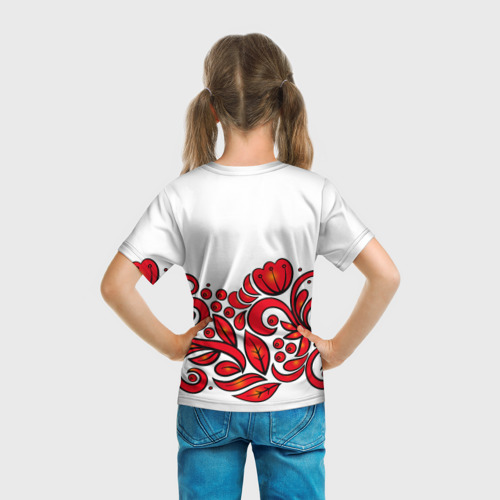 Детская футболка 3D с принтом ХОХЛОМА, вид сзади #2