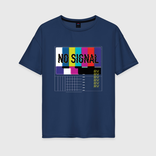 Женская футболка хлопок Oversize с принтом Vaporwave No Signal TV, вид спереди #2
