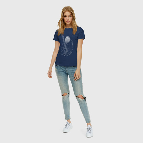 Женская футболка хлопок с принтом Курт Кобейн (Арт 05), вид сбоку #3
