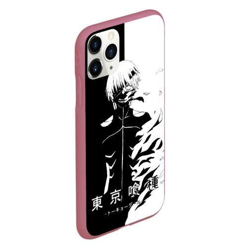 Чехол для iPhone 11 Pro матовый с принтом Токийский гуль черно белый Кен, вид сбоку #3