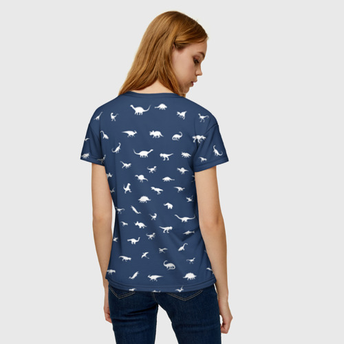 Женская футболка 3D с принтом Dinoworld#2, вид сзади #2