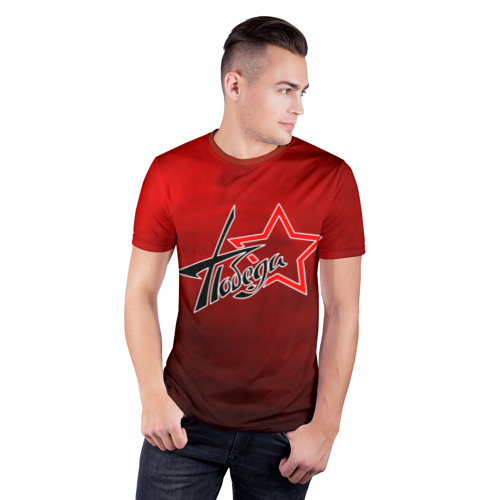 Мужская футболка 3D спортивная с принтом Победа ВОВ, фото на моделе #1